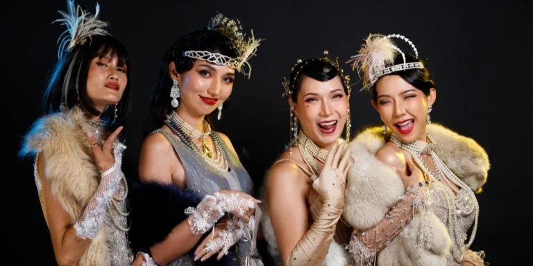 A retro vintage portrait of four women