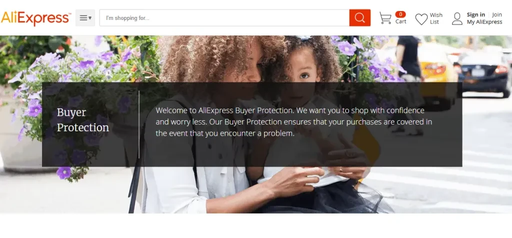 A screenshot of AliExpress’s Buyer Protection