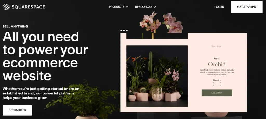 A screenshot of Squarespace Commerce’s website
