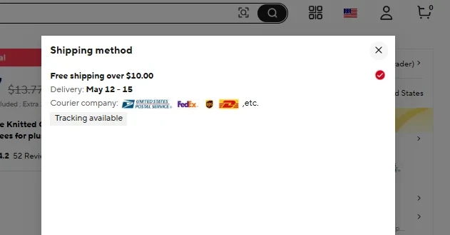 A screenshot of a product with 10 to 15 days delivery