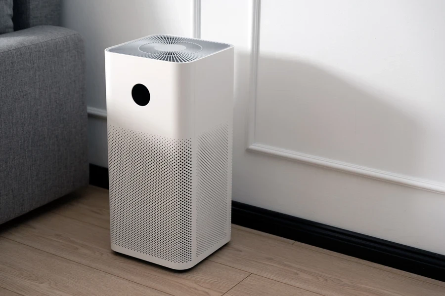 Air purifier in a living room