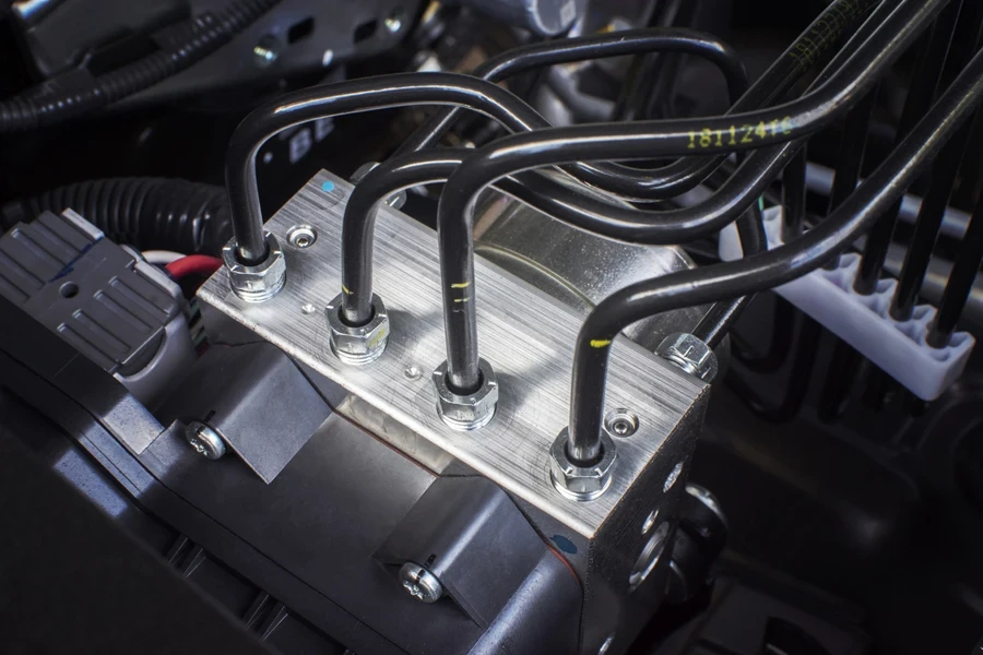 An ABS module set up in an engine unit