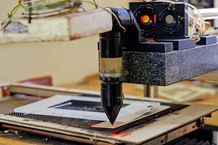An engraving machine working on a surface