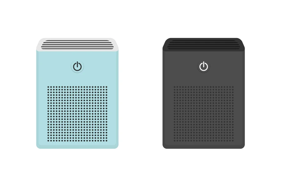 Blue and black air purifier set