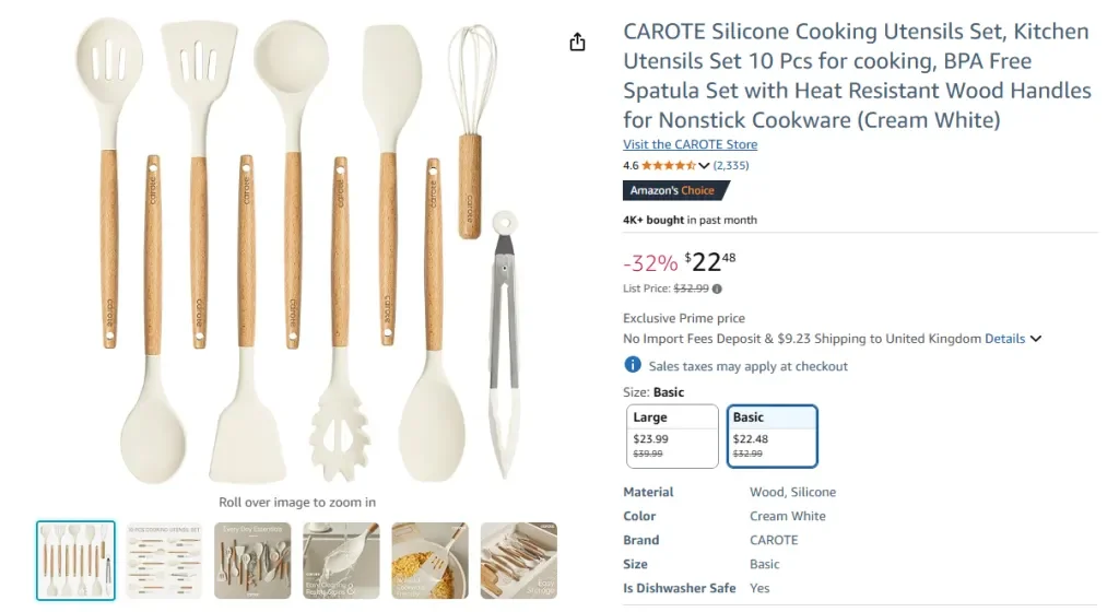 Juego de utensilios de cocina de silicona CAROTE (10 piezas)