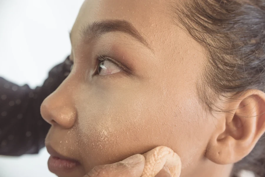 Close up of skin pilling case at dermatologist