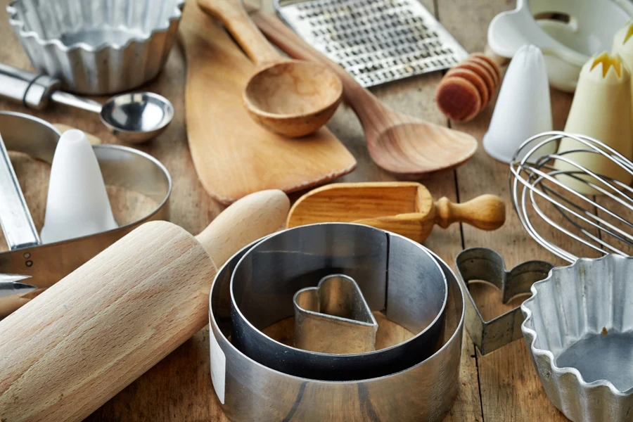 Collection of small kitchen products on wooden table