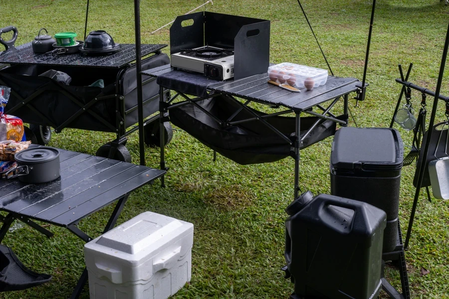 Complete camping station with full gear