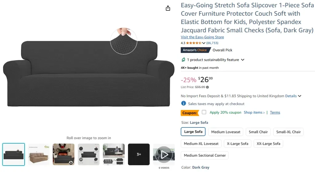 Funda de sofá elástica fácil de llevar