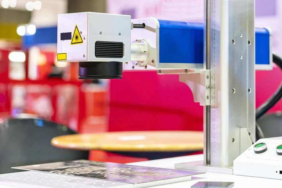 Fiber laser etching machine in action