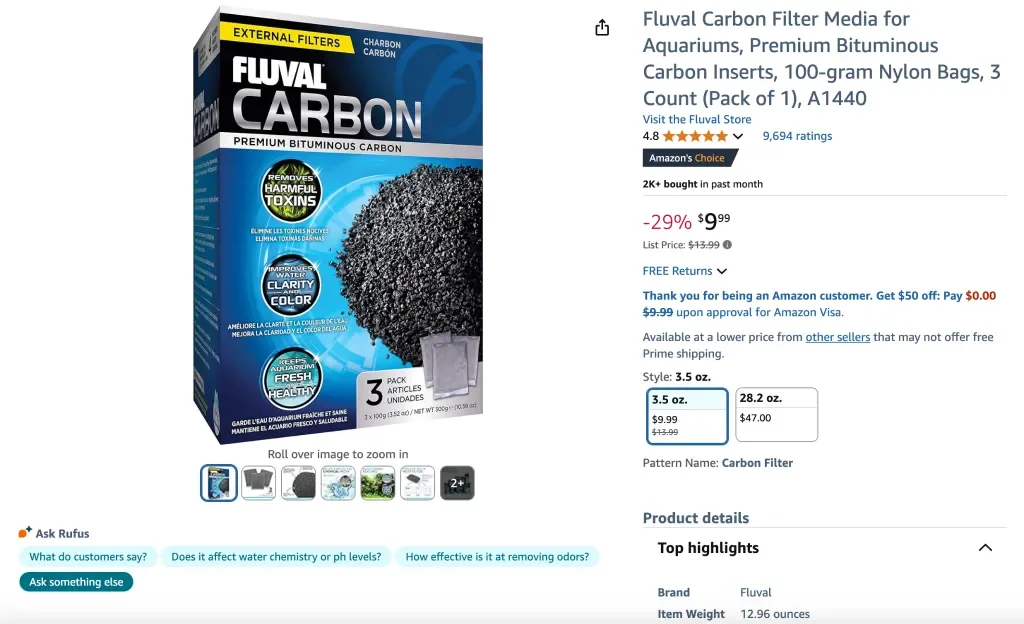 Fluval Carbon Filter Media for Aquariums