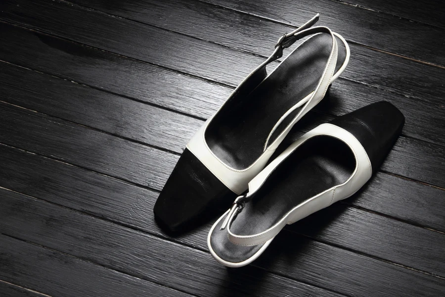 High Heels on Wooden Background