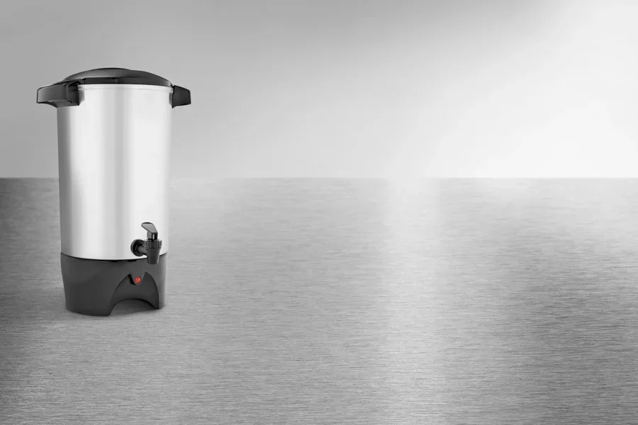 Large stainless steel coffee percolator