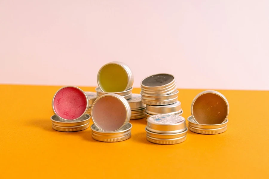 Lip balms in can containers