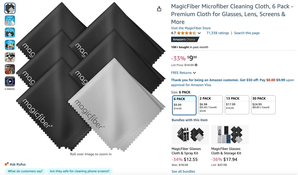 Paño de limpieza de microfibra MagicFiber (paquete de 6)