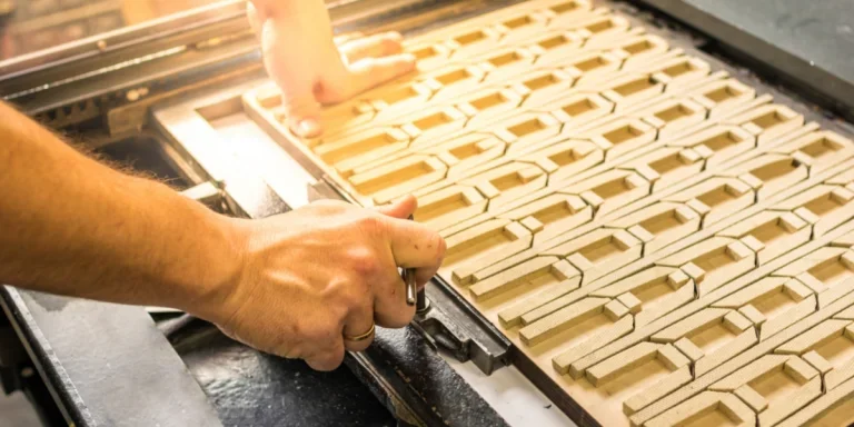 Man preparing a paper die cutter