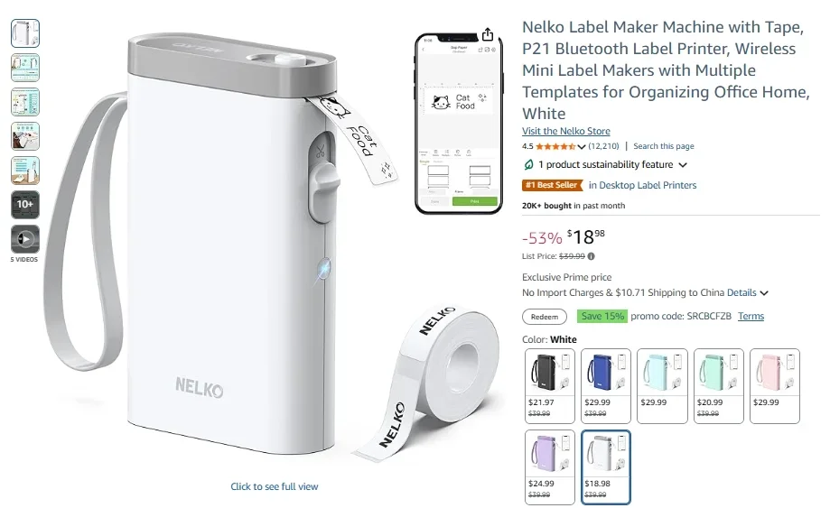 Nelko P21 Bluetooth Label Maker