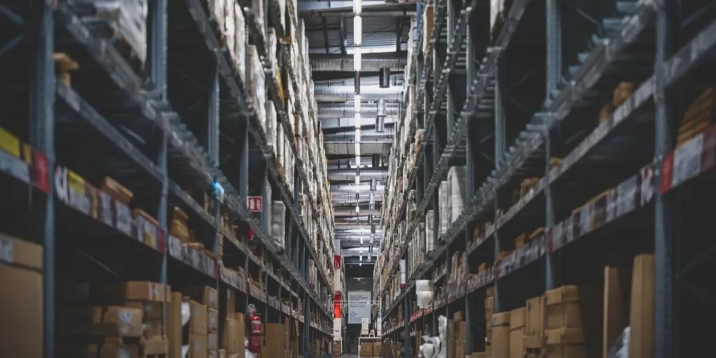 Packaged goods inside a warehouse warehouse inventory