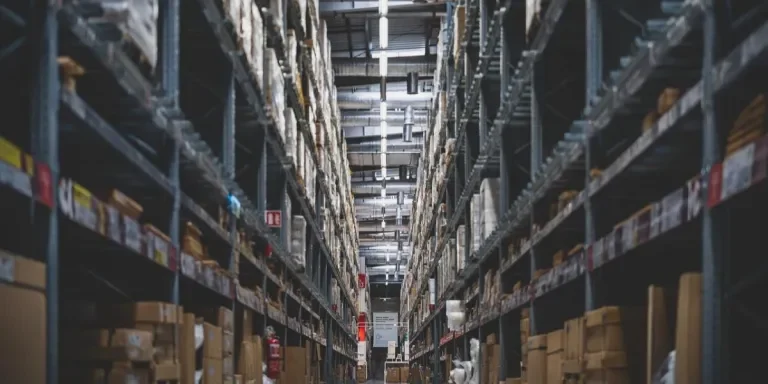 Packaged goods inside a warehouse warehouse inventory
