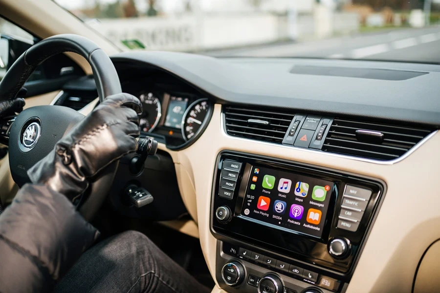 Person driving with CarPlay active