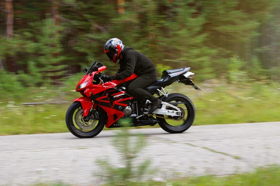 Rider on a red motorcycle