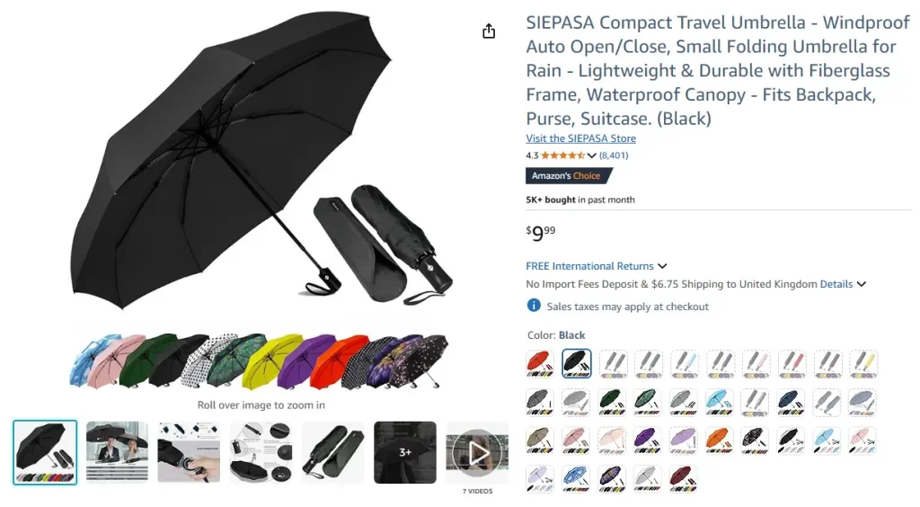 Paraguas de viaje compacto SIEPASA