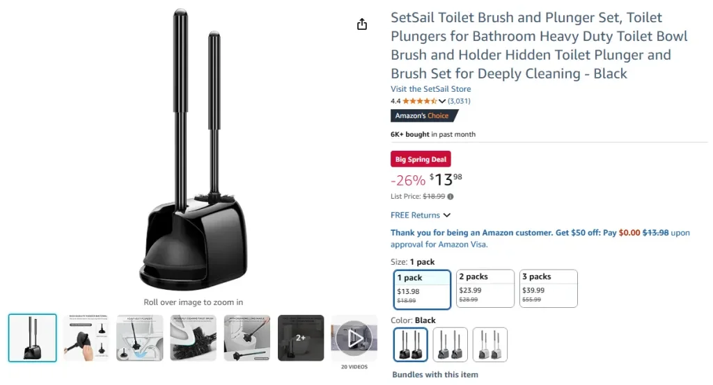 SetSail Juego de cepillo y desatascador para inodoro