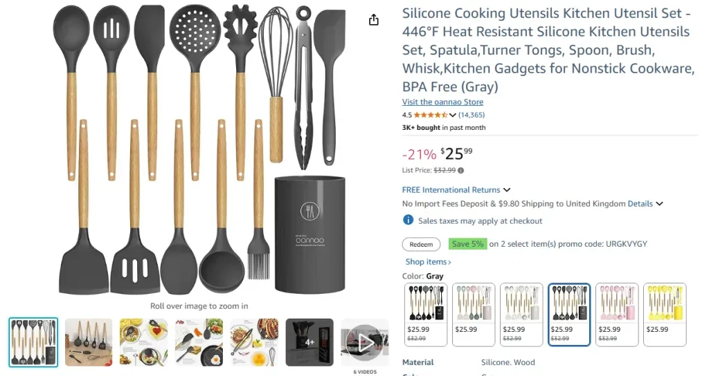 Juego de utensilios de cocina de silicona (44 piezas)