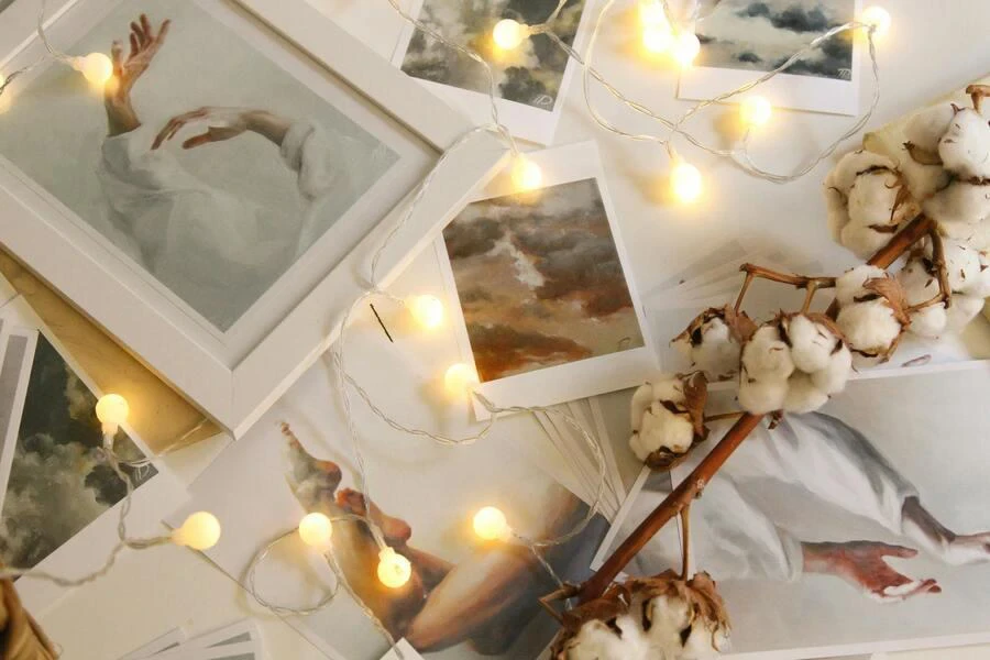String lights on top of pictures