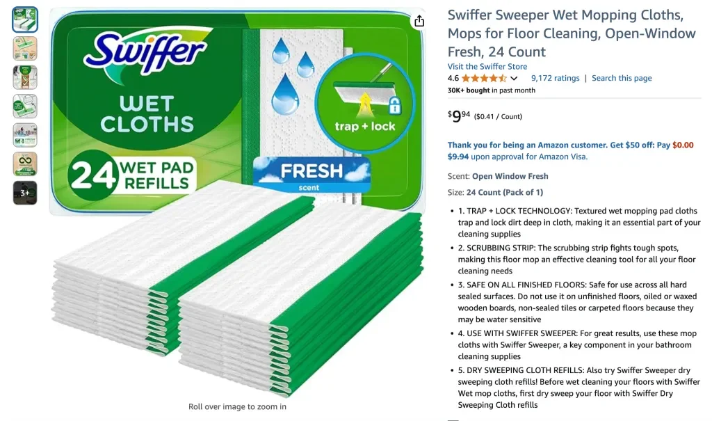 Paños húmedos para fregar Swiffer Sweeper