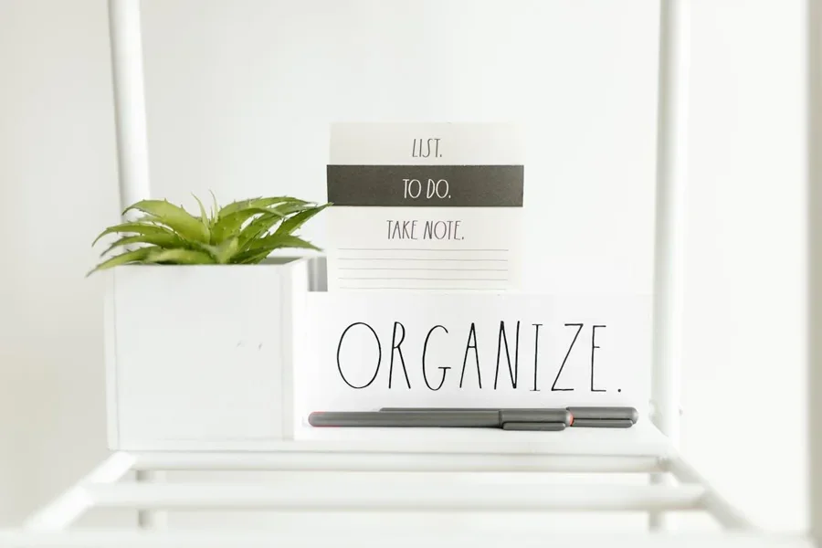 The word “ORGANIZE” written on white paper