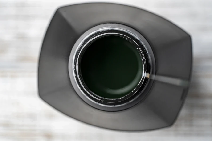 Top view of motor oil in a container