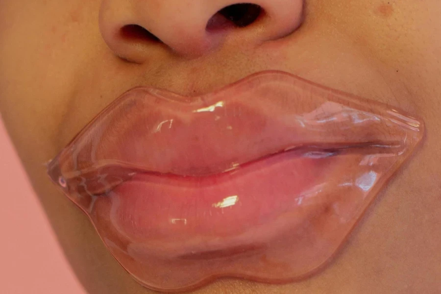 Woman wearing a lip mask for intensive care