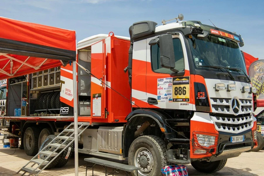 A large truck parked on a road