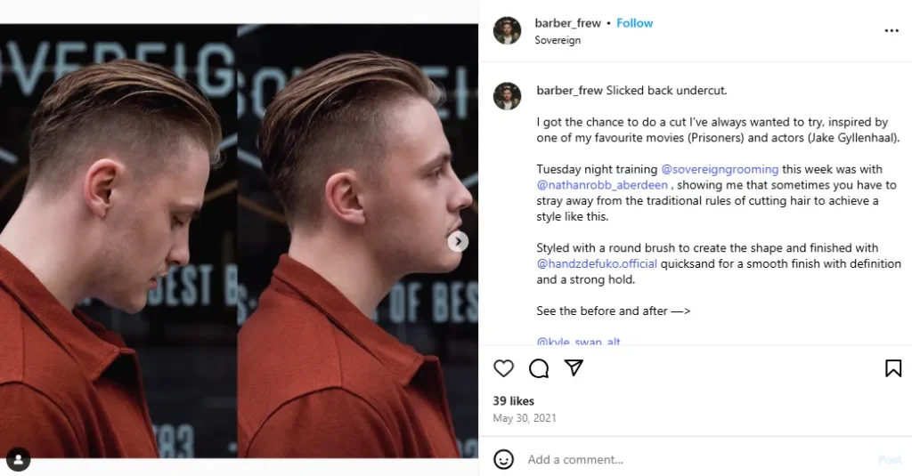 A screenshot of a man showing off a slicked-back undercut