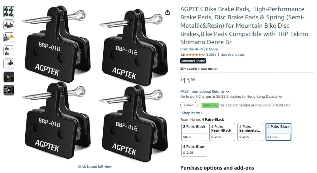 AGPTEK Performance Spring Mountain Bike Brake Pads