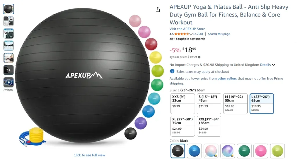 APEXUP Yoga & Pilates Ball – Anti Slip Heavy Duty