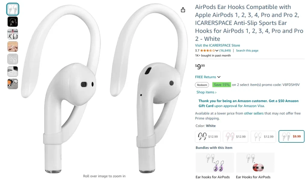 AirPods Ear Hooks Compatible with Apple AirPods