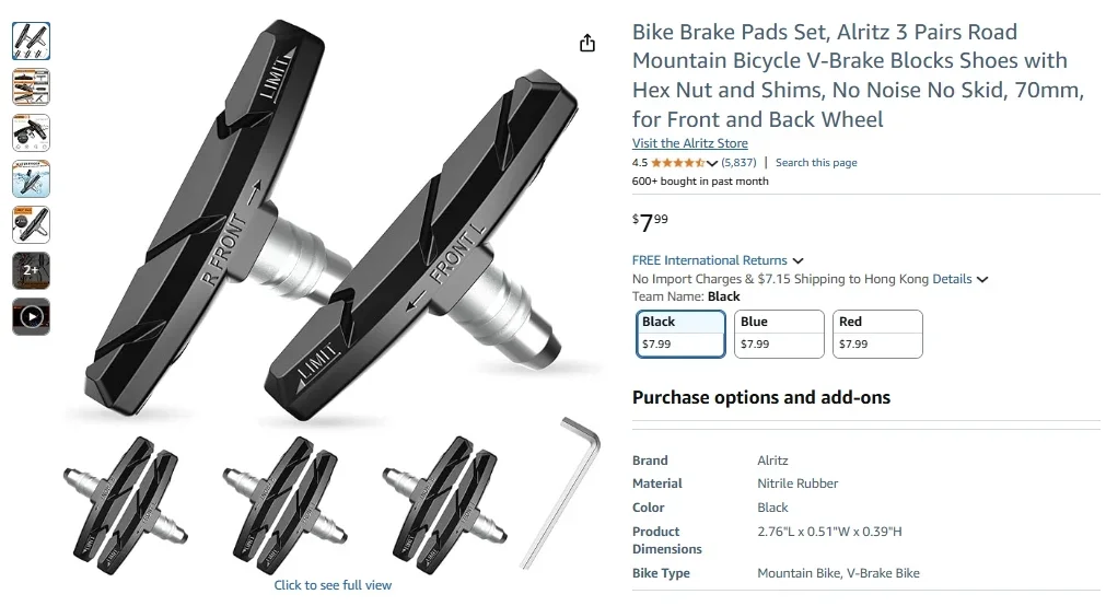 Alritz Mountain Bicycle V-Brake Pads