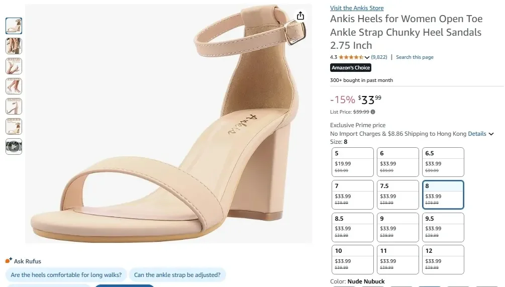 Ankis Heels for Women Open Toe Ankle Strap Chunky Heel Sandals 2.75 Inch