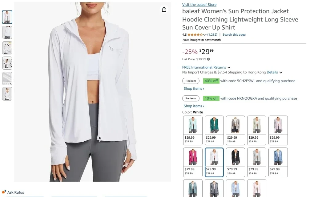 BALEAF Women's Sun Protection Jacket Hoodie