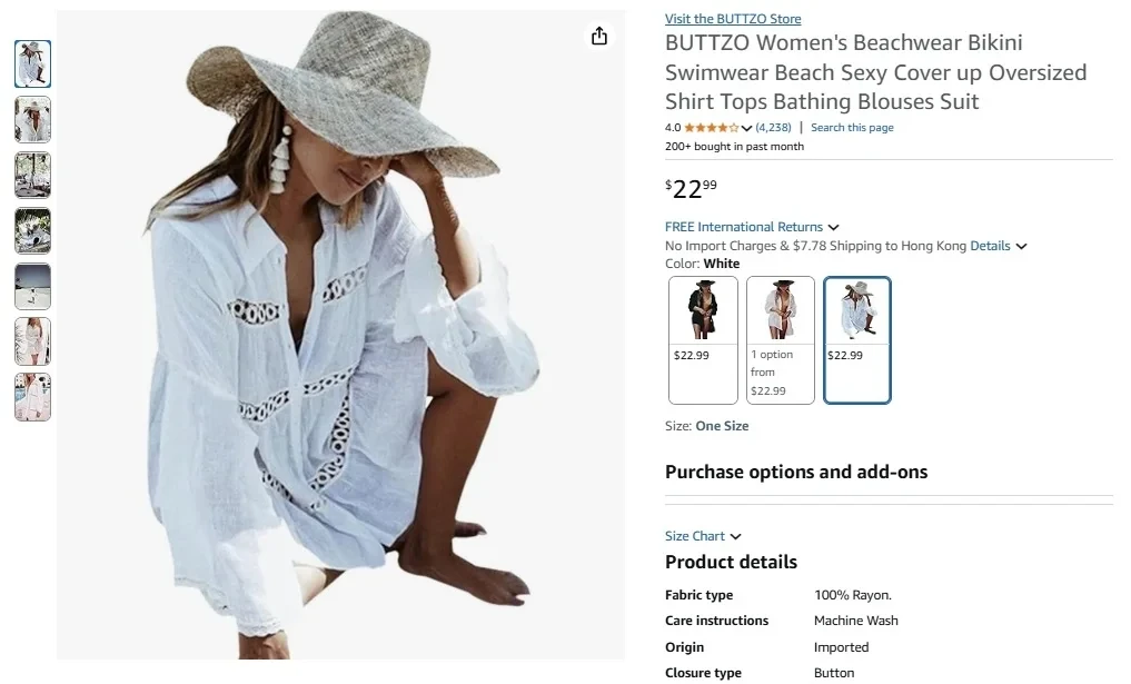 BUTTZO Beachwear Tunic Cover-Up