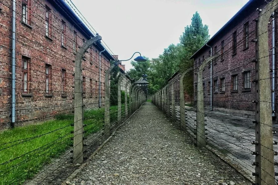 Brick structures with a fence with concrete posts