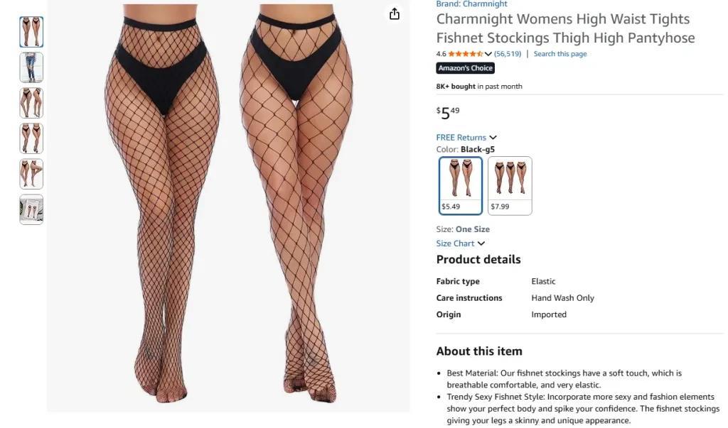 Charmnight Women’s High Waist Tights Fishnet Stockings