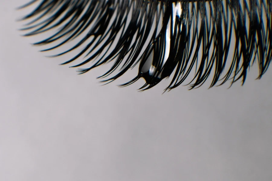 Close-up of black, medium-length eyelashes