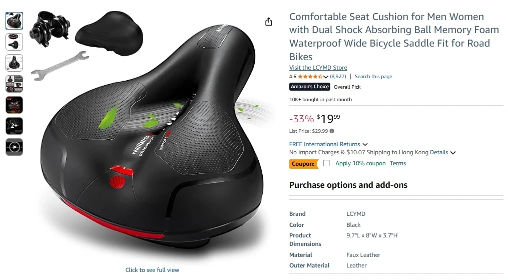 Comfortable Bike Seat – Compatible with Peloton, Stationary, Indoor & Outdoor Bikes