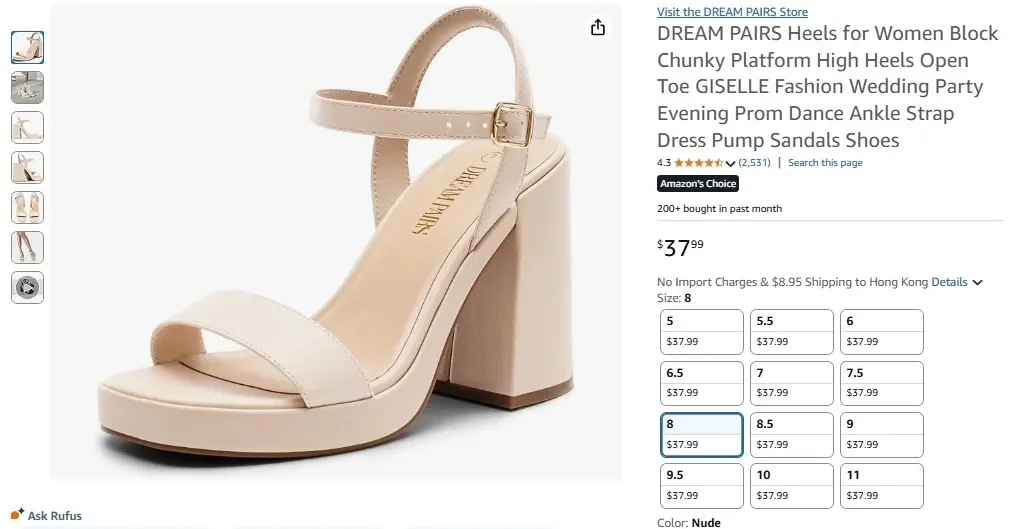 DREAM PAIRS Heels for Women Block Chunky Platform High Heels Open Toe GISELLE