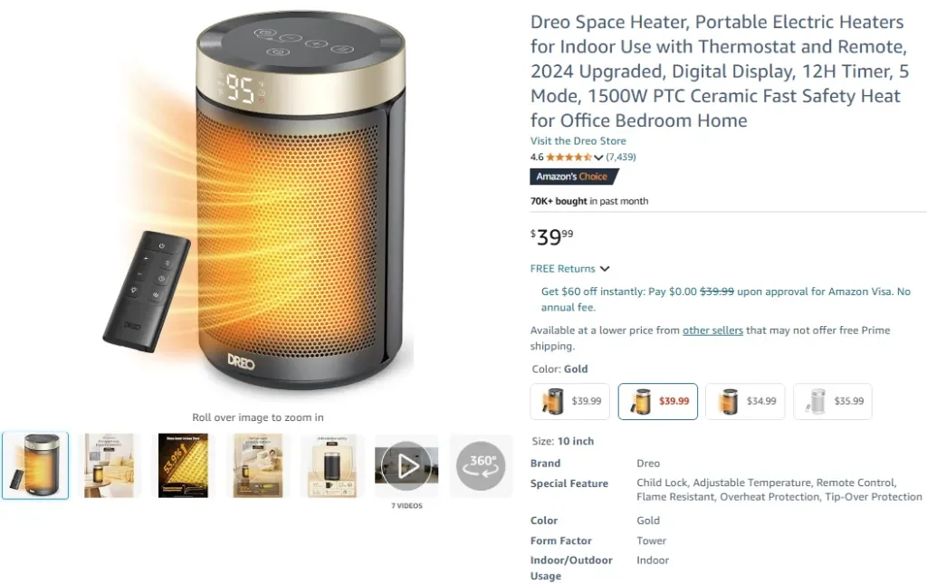 Dreo Raumheizgerät, tragbare elektrische Heizgeräte