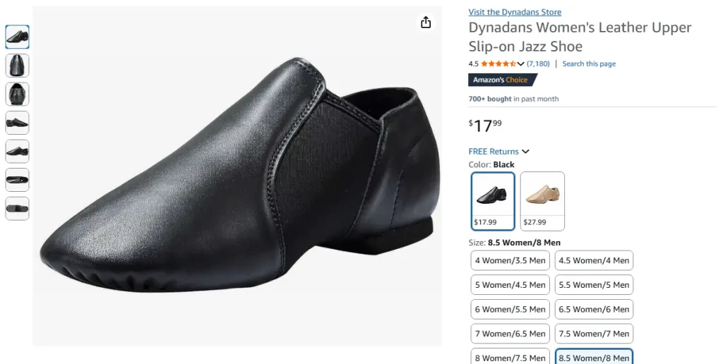 Dynadans Women's Leather Upper Slip-On Jazz Shoe