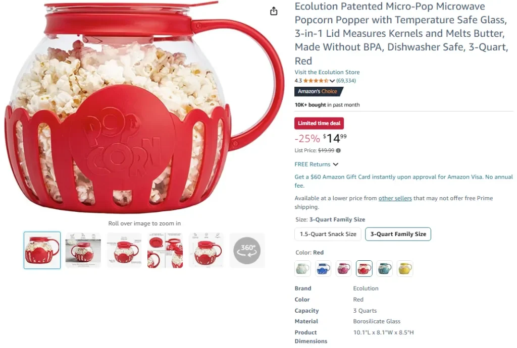 Máquina para hacer palomitas de maíz en microondas Micro-Pop patentada por Ecolution